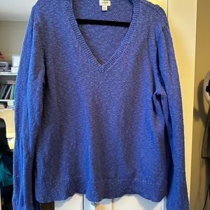 Blue cotton v-neck sweater